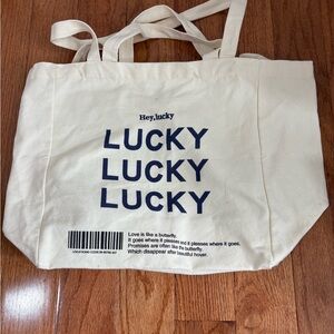 Canvas Tote Bag with Lucky Print